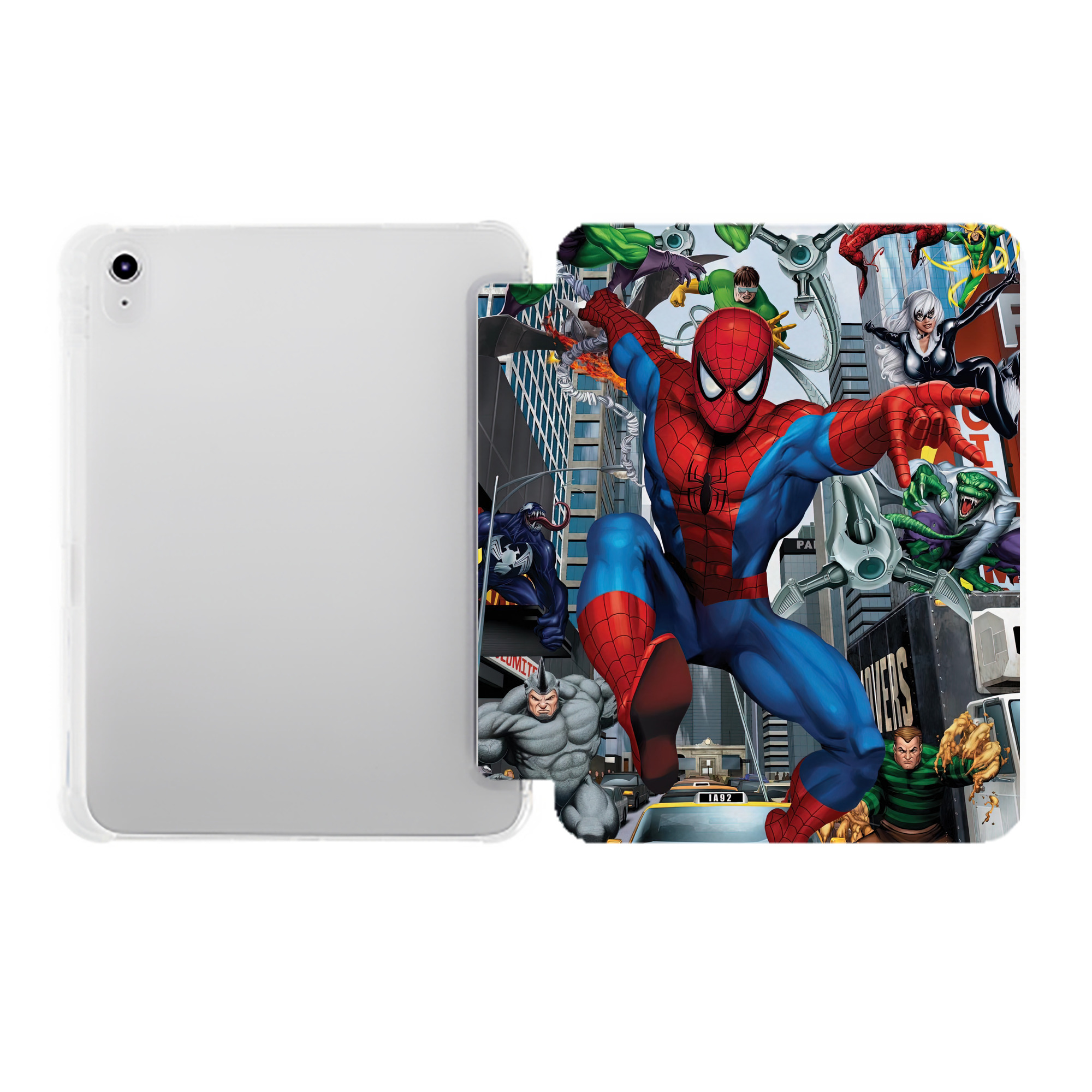 （画像用） Spider Man スパイダーマン IPad ケース ペン収納付き 三つ折りスタンド PUレザー×シリコン 対応機種9.5/10.5/10.9インチ